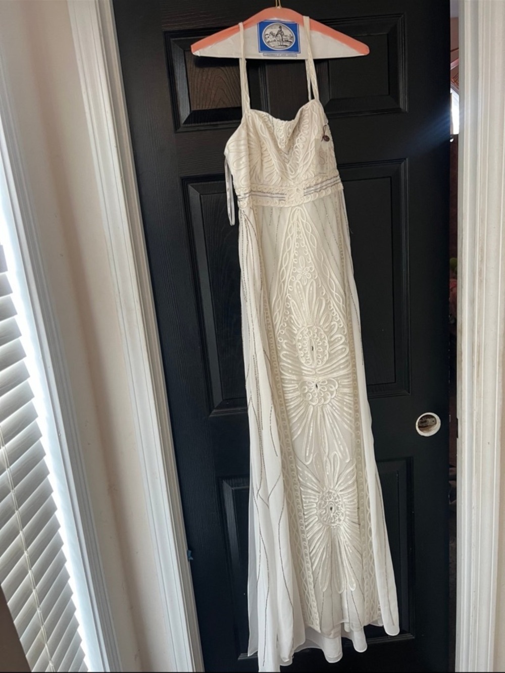 Sue Wong Ivory Beaded Spaghetti-Strap Gown vintage Y2K wedding prom dress